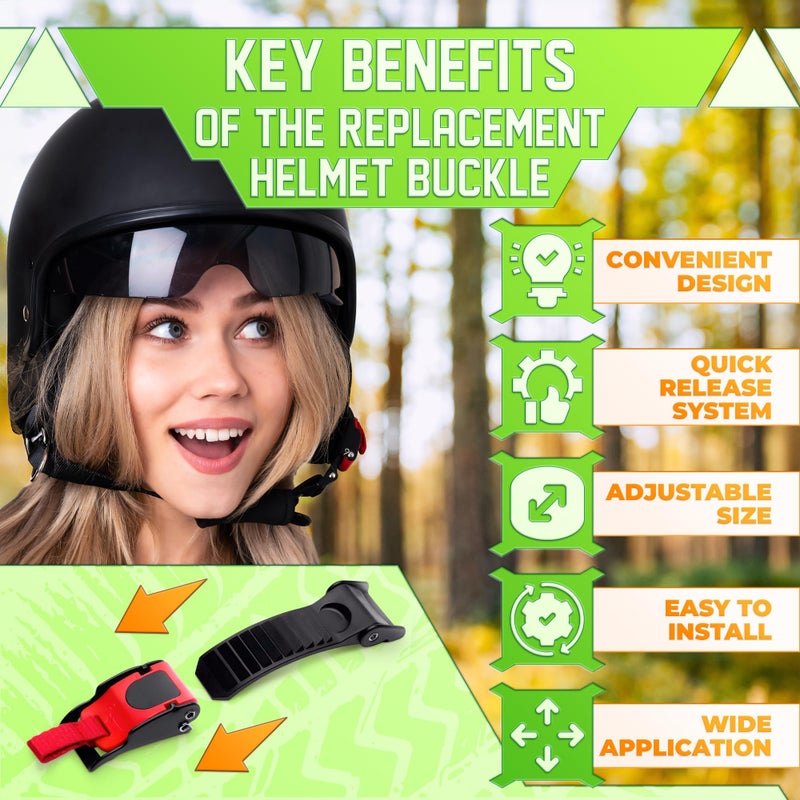 DIMROM 3Pcs Quick Release Helmet Buckle for Straps up to 0.77" Wide - Weather-Resistant Helmet Quick Release Buckle Kit - Operable with Gloves & Suitable for Bicycle, Cross, Skateboard or Protective Headgear - Image 4